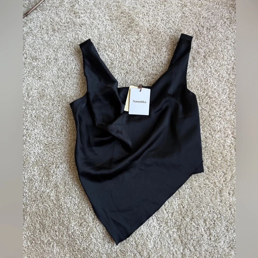 NWT PETRA Sleeveless Draped Slip Satin Top - Picture 2 of 4